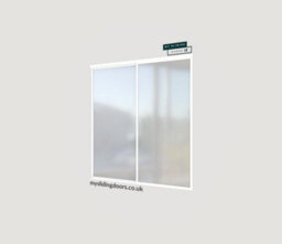 A-Class Sliding Doors Set Of 2 Full Length Mirror Sliding Wardrobe Door Kit In White Frame & Tracks, Opening Height (H) 225-226Cm & Width (W) 180-181Cm - thumbnail 1