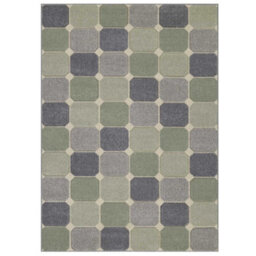 Melrose Salerno Green Square Patterned Design X-Large Indoor Area Rug 200/285Cm - thumbnail 7