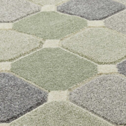 Melrose Salerno Green Square Patterned Design X-Large Indoor Area Rug 200/285Cm - thumbnail 2