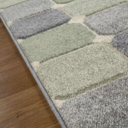 Melrose Salerno Green Square Patterned Design X-Large Indoor Area Rug 200/285Cm - thumbnail 3