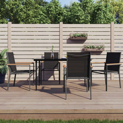 Berkfield 5 Piece Garden Dining Set Black Textilene And Steel - image 1