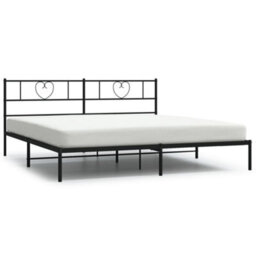 Berkfield Metal Bed Frame With Headboard Black 180X200 Cm - thumbnail 2