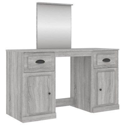 Berkfield Durable Dressing Table With Mirror Grey Sonoma 130X50X132.5 Cm