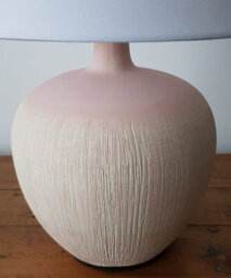 K Living Table Lamp Pink Glazed Ceramic Base And White Fabric Coated Shade