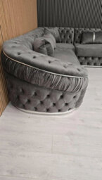 Ambassador 270Cmx270Cm Corner Sofa In Grey Velvet And Chrome Detailing - thumbnail 4