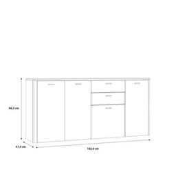 Wyld Haus Seville Grey And Natural Oak 4 Door 2 Drawer Sideboard - thumbnail 6