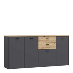Wyld Haus Seville Grey And Natural Oak 4 Door 2 Drawer Sideboard - thumbnail 2