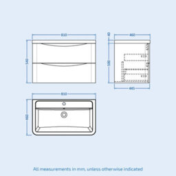 Nes Home 800mm Wall Hung Gloss White Stone Resin Basin Drawers Vanity Unit - thumbnail 3