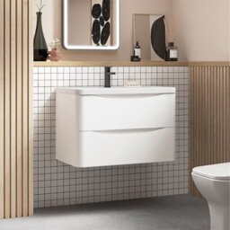 Nes Home 800mm Wall Hung Gloss White Stone Resin Basin Drawers Vanity Unit