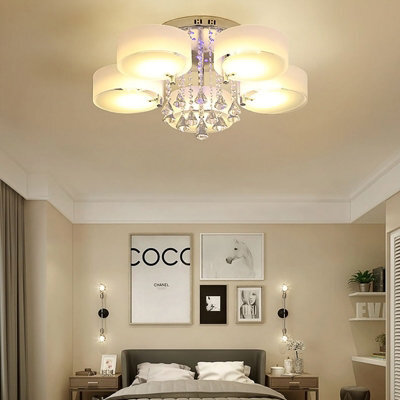 Living And Home 5 Head Modern Round Acrylic Led Ceiling Light Color Changing Chandelier With Crystal Accent - image 1