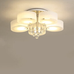 Living And Home 5 Head Modern Round Acrylic Led Ceiling Light Color Changing Chandelier With Crystal Accent - thumbnail 4