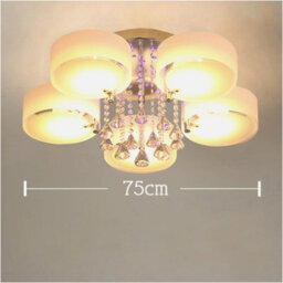 Living And Home 5 Head Modern Round Acrylic Led Ceiling Light Color Changing Chandelier With Crystal Accent - thumbnail 6