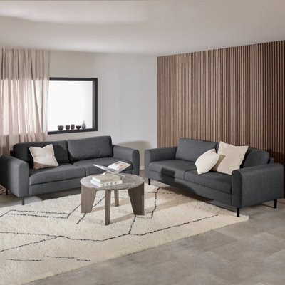 Furniture To Go Omaha Set Of 2 X 3 Seater Sofas In Basel Dark Grey Fabric
