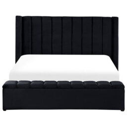 Beliani Bed With Storage Bench Velvet Noyers 180 X 200 Cm (Eu Super King) Black - thumbnail 5