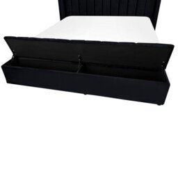 Beliani Bed With Storage Bench Velvet Noyers 180 X 200 Cm (Eu Super King) Black - thumbnail 8