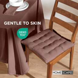Homescapes Chocolate Brown Seat Pads Or Cotton Chair Cushions 40X40 Cm, Set Of 4 Plain Chair Pads For Dining, Kitchen Or Outdoor - thumbnail 3