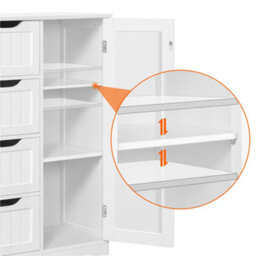 Yaheetech White Wooden Freestanding Bathroom Cabinet With 4 Drawers And Cupboard - thumbnail 8