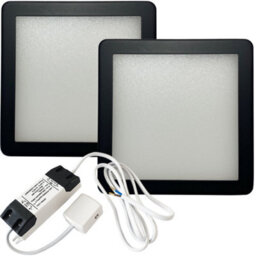 2-Pack Matt Black Ultra-Slim Square Under Cabinet Kitchen Led Lights With Driver Kit - Natural White Glow