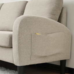 Abrihome L-Shaped Corner Sofa With Chaise Lounge (166X118X77Cm), 3-Seater In Breathable Cotton-Linen Fabric For Living Rooms, Beige - thumbnail 9