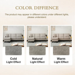 Abrihome L-Shaped Corner Sofa With Chaise Lounge (166X118X77Cm), 3-Seater In Breathable Cotton-Linen Fabric For Living Rooms, Beige - thumbnail 2