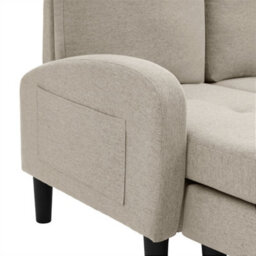 Abrihome L-Shaped Corner Sofa With Chaise Lounge (166X118X77Cm), 3-Seater In Breathable Cotton-Linen Fabric For Living Rooms, Beige - thumbnail 5