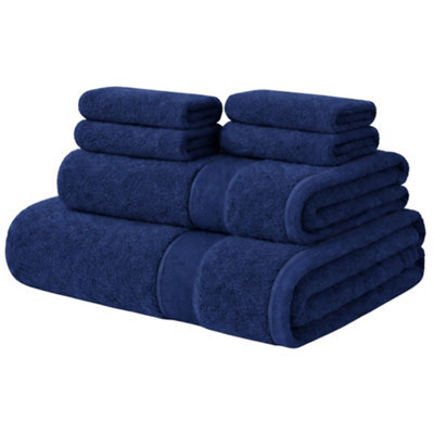 Aten Homeware Navy Egyptian Cotton Bath Hand & Face Towels - 6 Piece Set - image 1