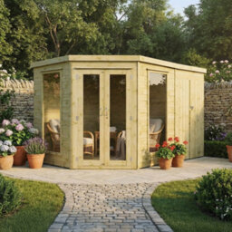 Mercia 7X11 Ft Pent Wooden Summer House With Double Door & 2 Windows - thumbnail 1
