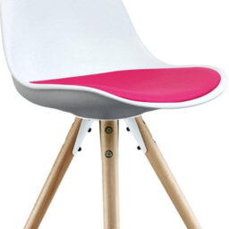 Fusion Living Soho White & Bright Pink Plastic Dining Chair With Pyramid Light Wood Legs - thumbnail 3