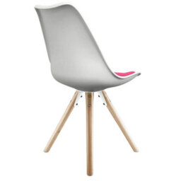 Fusion Living Soho White & Bright Pink Plastic Dining Chair With Pyramid Light Wood Legs - thumbnail 5