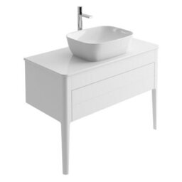 Plum&clay Sutton White Floor Standing Bathroom Vanity Unit With Pre-Drilled Tap Hole Worktop (W)980mm (H)700mm - thumbnail 1