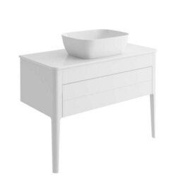 Plum&clay Sutton White Floor Standing Bathroom Vanity Unit With Pre-Drilled Tap Hole Worktop (W)980mm (H)700mm - thumbnail 2