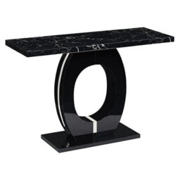 Furniture In Fashion Halo High Gloss Console Table In Black And Milano Marble Effect - thumbnail 2