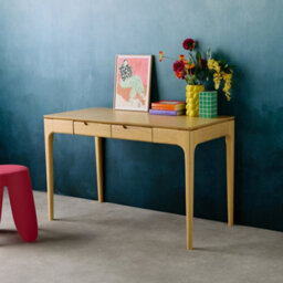 Sweeek - Rubberwood Desk With Ash Veneer And 2 Natural Drawers - L 120 X W 60 X H 76 Cm - Alienor - thumbnail 3