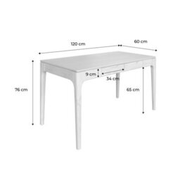 Sweeek - Rubberwood Desk With Ash Veneer And 2 Natural Drawers - L 120 X W 60 X H 76 Cm - Alienor - thumbnail 7