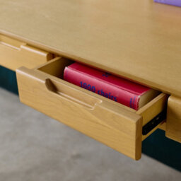 Sweeek - Rubberwood Desk With Ash Veneer And 2 Natural Drawers - L 120 X W 60 X H 76 Cm - Alienor - thumbnail 4