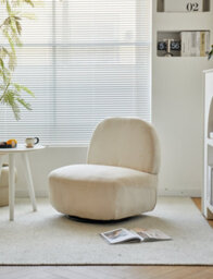 Nordlys Beige Corduroy Swivel Lounge Chair Modern Design Style Living Room - thumbnail 3