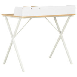 Berkfield Modern Desk White And Natural 80X50X84 Cm - thumbnail 4