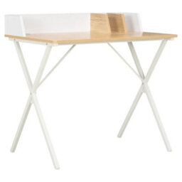 Berkfield Modern Desk White And Natural 80X50X84 Cm - thumbnail 2
