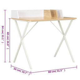 Berkfield Modern Desk White And Natural 80X50X84 Cm - thumbnail 7
