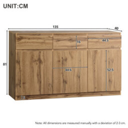 Oak Buffet Cabinet Storage Sideboard Farmhouse Server Bar Wine Cabinet With 3 Drawers & 3 Doors Adjustable Shelves Console Table - thumbnail 2