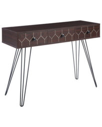 Wyld And Coco Console Sideboard 3-Drawer Dark Brown Top With Black Metal Frame 110 X 39 Cm - thumbnail 3