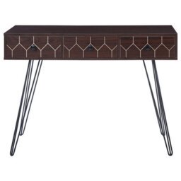Wyld And Coco Console Sideboard 3-Drawer Dark Brown Top With Black Metal Frame 110 X 39 Cm - thumbnail 1