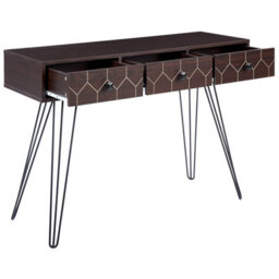 Wyld And Coco Console Sideboard 3-Drawer Dark Brown Top With Black Metal Frame 110 X 39 Cm - thumbnail 5
