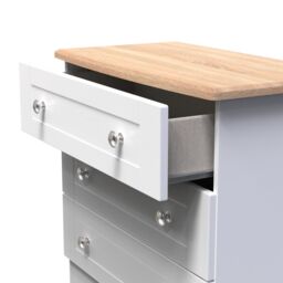 Santander Ready Assembled Matt White & Oak 3 Drawer Wide Chest (H)692mm (W)765mm (D)415mm - thumbnail 3