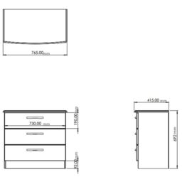 Santander Ready Assembled Matt White & Oak 3 Drawer Wide Chest (H)692mm (W)765mm (D)415mm - thumbnail 4