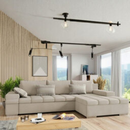 Bangkok Corner Sofa Bed For Living Room With Storage Polyurethane Foam Wave Spring Metal Legs Beige Right - thumbnail 1