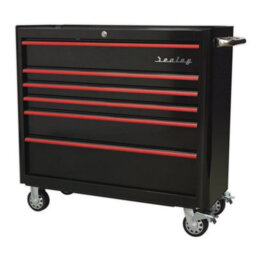 Sealey Rollcab 6 Drawer Wide Retro Style - Black With Red Anodised Drawer Pulls Ap41206Br - thumbnail 2