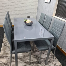 Glass Dining Table And 6 Chairs Dining Table And Chairs Set 6 Grey Table With 6 Grey Leather Chairs Furniture Kosy Koala - thumbnail 6