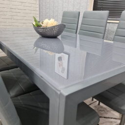 Glass Dining Table And 6 Chairs Dining Table And Chairs Set 6 Grey Table With 6 Grey Leather Chairs Furniture Kosy Koala - thumbnail 5