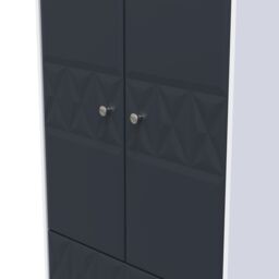 San Jose Ready Assembled Contemporary Matt Indigo & White 2 Drawer Tall Double Wardrobe (H)1970mm (W)770mm (D)530mm - thumbnail 2